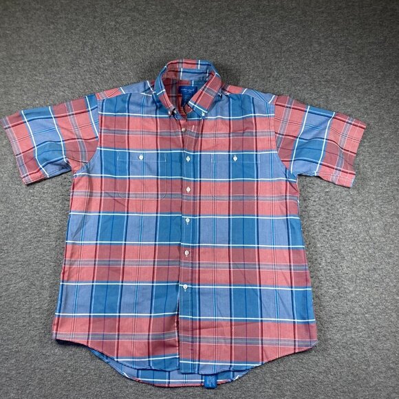 Vintage Towncraft Plaid Button Down Shirt Mens XL Extra Large Blue Red - Picture 1 of 8